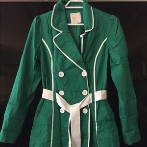 ModCloth Green Trench coat Women’s Size S